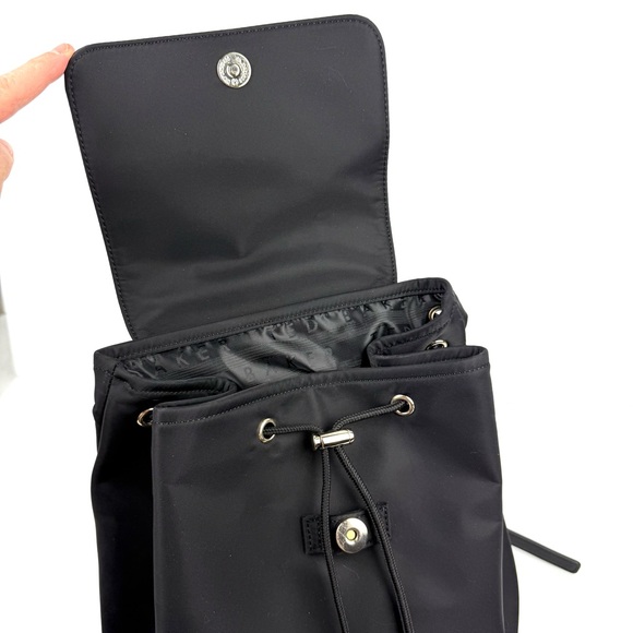 Ted Baker Backpack Black Nylon‎ Rucksack Gold Accent Drawstring Brand New - Picture 8 of 16